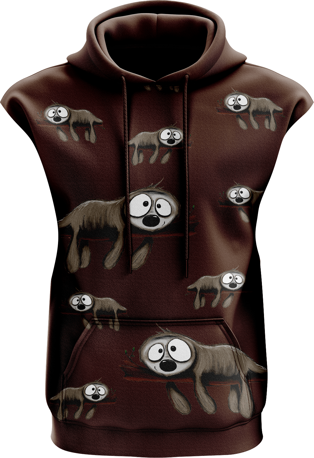 Snoozy Sloth Full Zip Sleeveless Hoodie Jackets - fungear.com.au