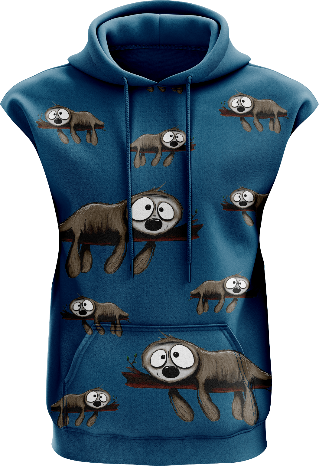 Snoozy Sloth Full Zip Sleeveless Hoodie Jackets - fungear.com.au