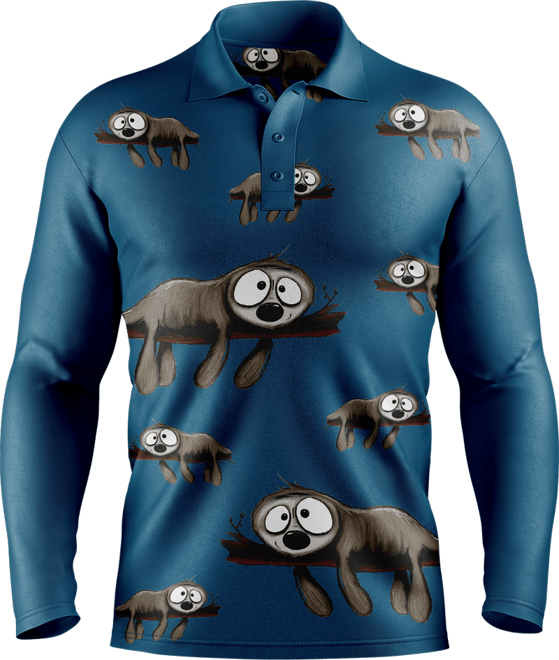 Snoozy Sloth Men's Long Sleeve Polo