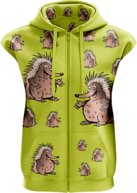 Spunky Echidna Full Zip Sleeveless Hoodie Jackets 1