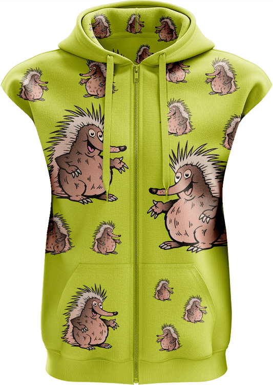 Spunky Echidna Full Zip Sleeveless Hoodie Jackets - fungear.com.au