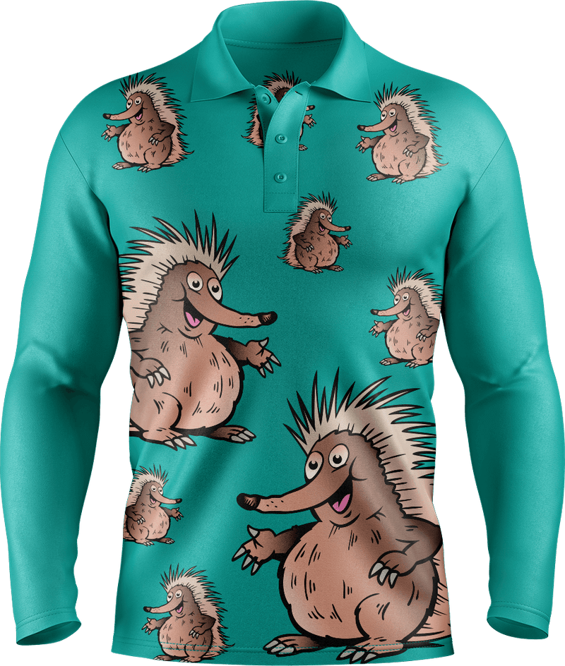 Spunky Echidna Men's Long Sleeve Polo