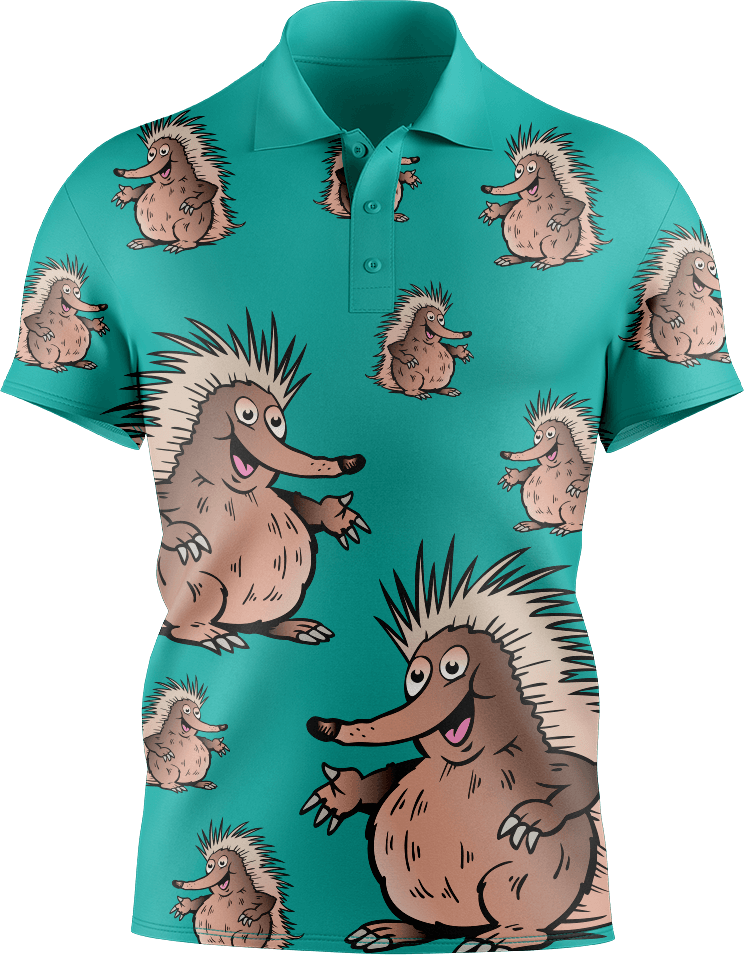 Spunky Echidna Men's Short Sleeve Polo - fungear.com.au