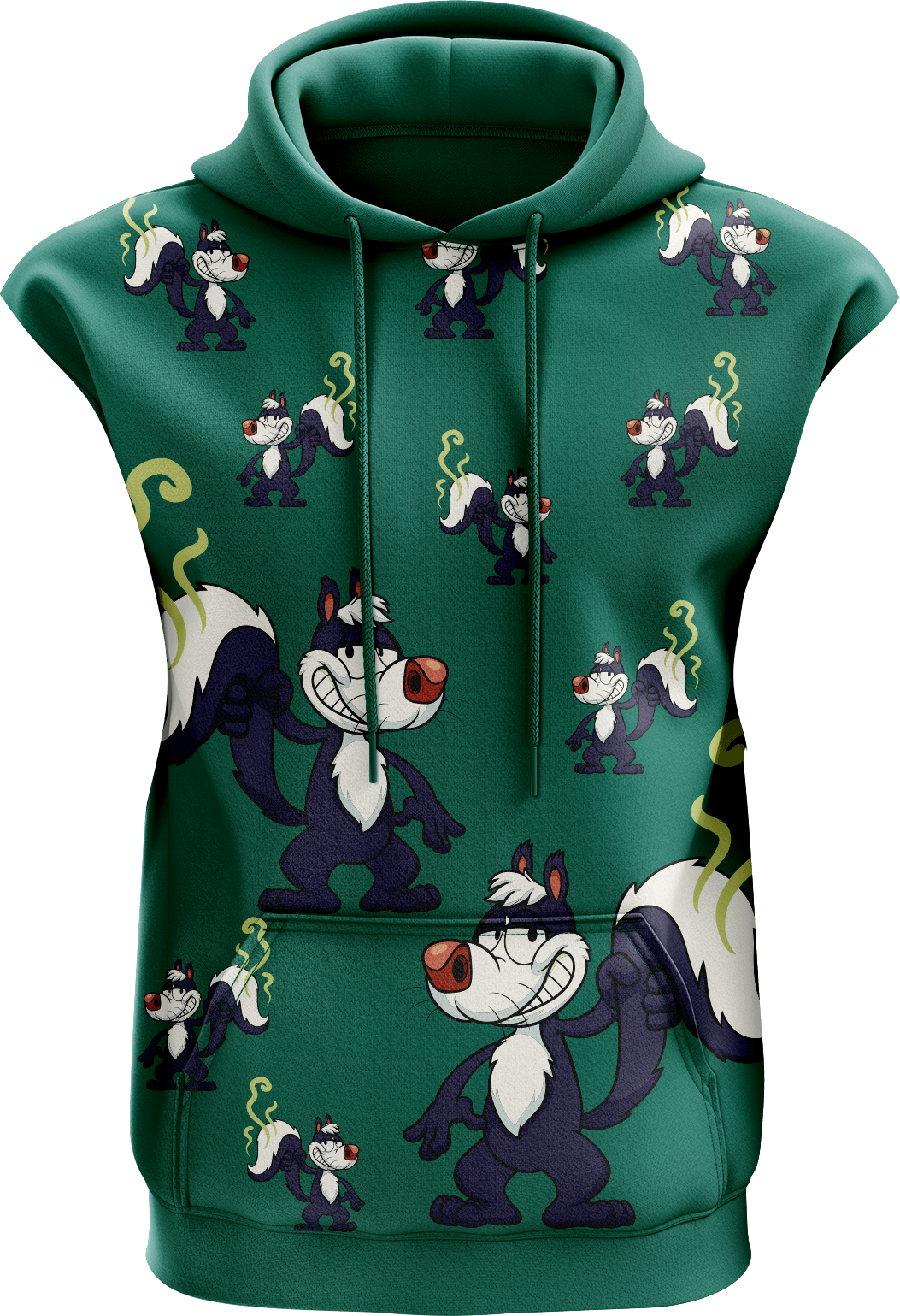 Stinky Skunk Full Zip Sleeveless Hoodie Jackets - fungear.com.au