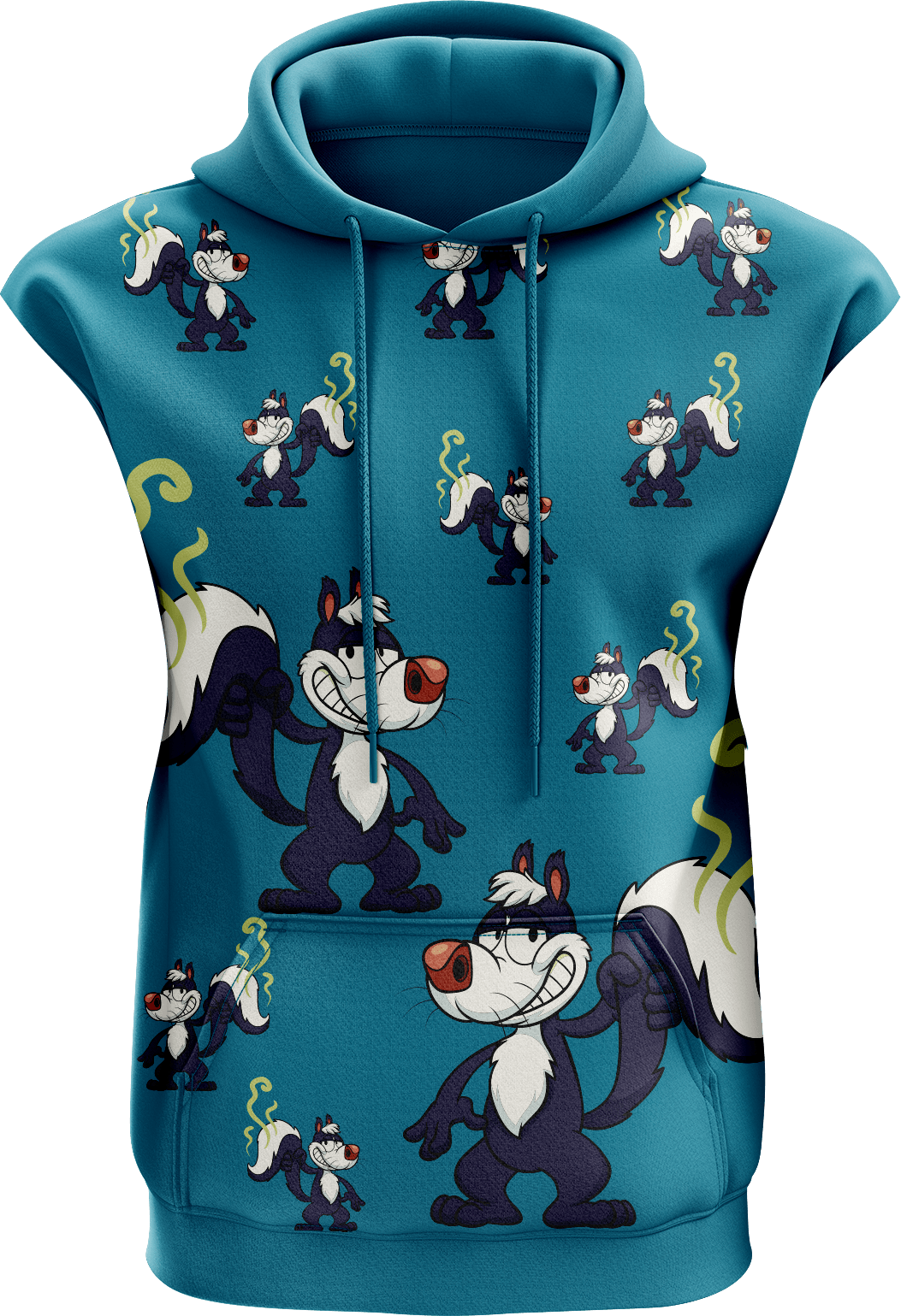 Stinky Skunk Full Zip Sleeveless Hoodie Jackets - fungear.com.au