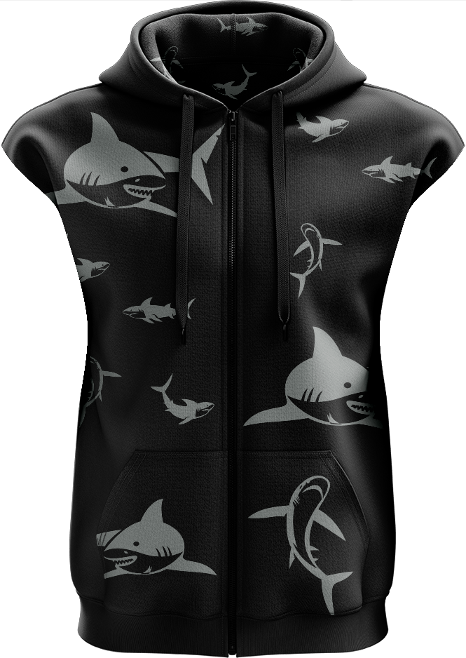 Swim with Sharks Full Zip Sleeveless Hoodie Jackets