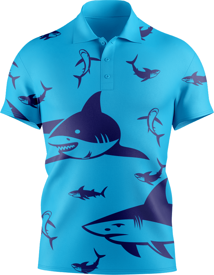 Swim With Sharks Men's Short Sleeve Polo - fungear.com.au