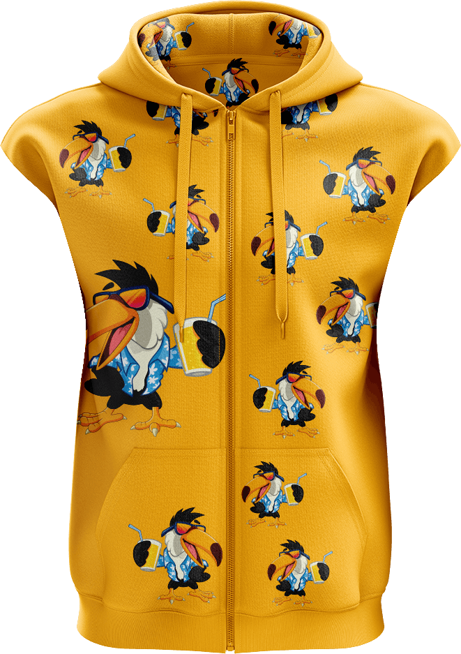 Trendy Toucan Full Zip Sleeveless Hoodie Jackets - fungear.com.au