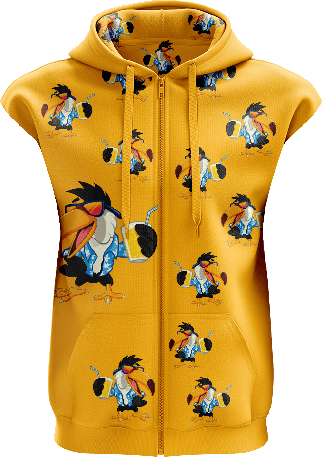 Trendy Toucan Full Zip Sleeveless Hoodie Jackets