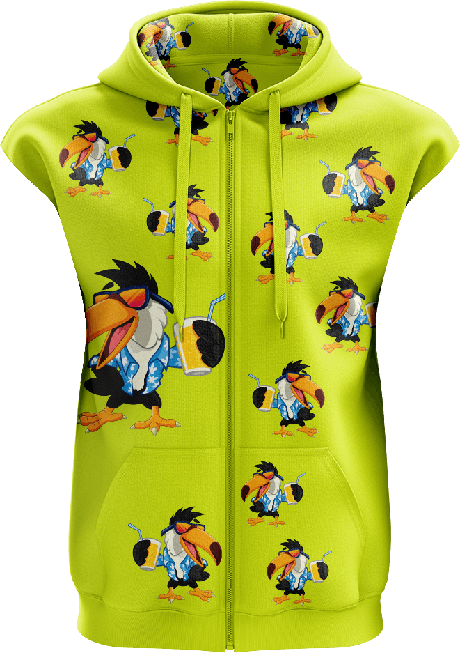 Trendy Toucan Full Zip Sleeveless Hoodie Jackets - fungear.com.au