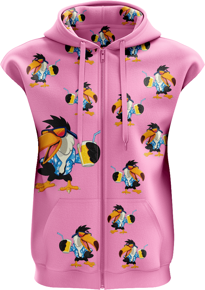 Trendy Toucan Full Zip Sleeveless Hoodie Jackets - fungear.com.au