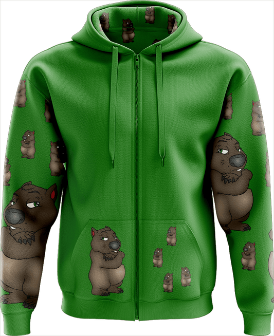 Wally Wombat Full Zip Hoodies Jackets - fungear.com.au