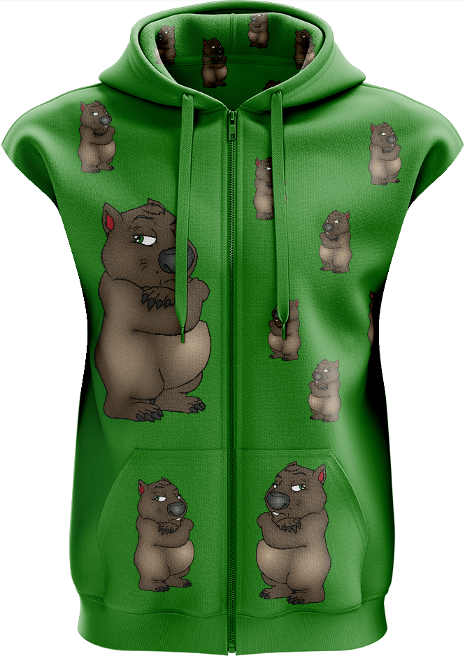 Wally Wombat Full Zip Sleeveless Hoodie Jackets