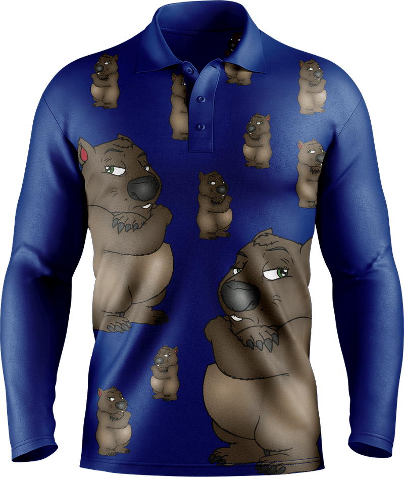 Wally Wombat Men's Long Sleeve Polo