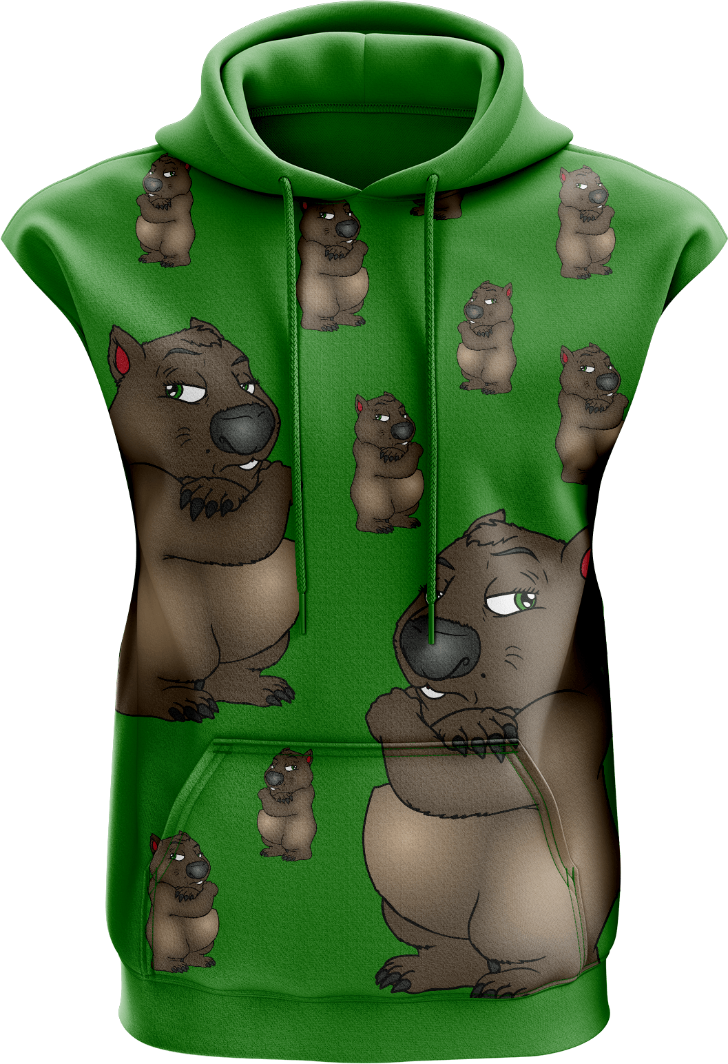 Wally Wombat Sleeveless Hoodie - fungear.com.au