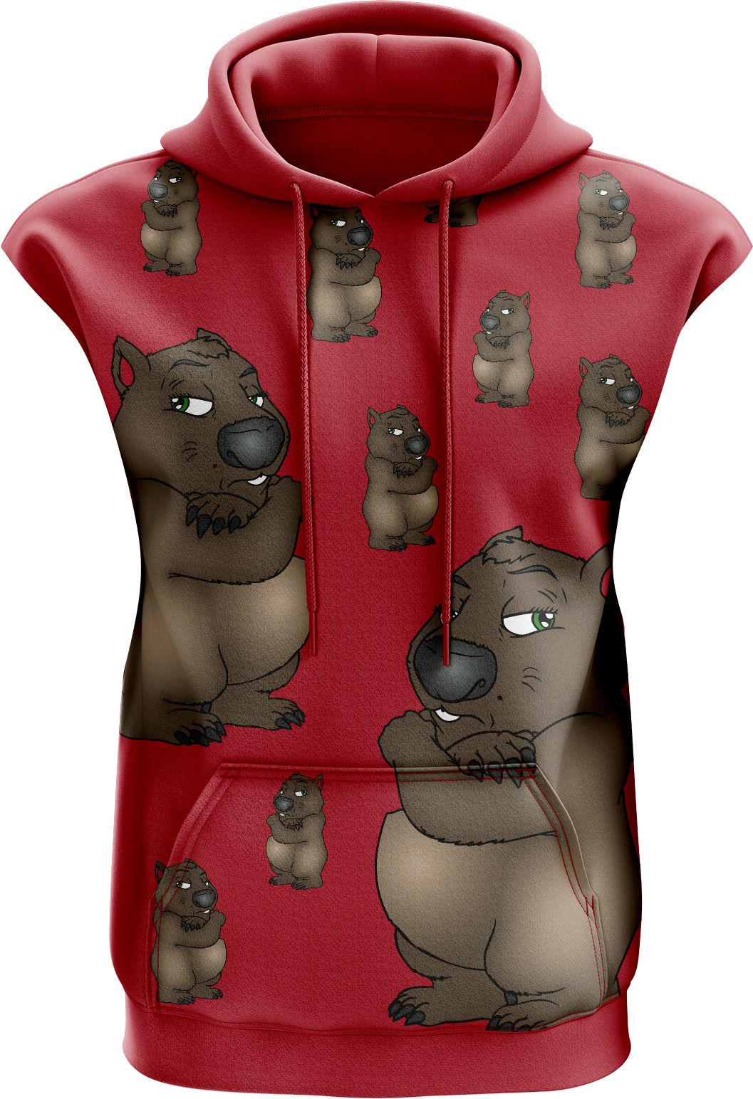 Wally Wombat Sleeveless Hoodie - fungear.com.au