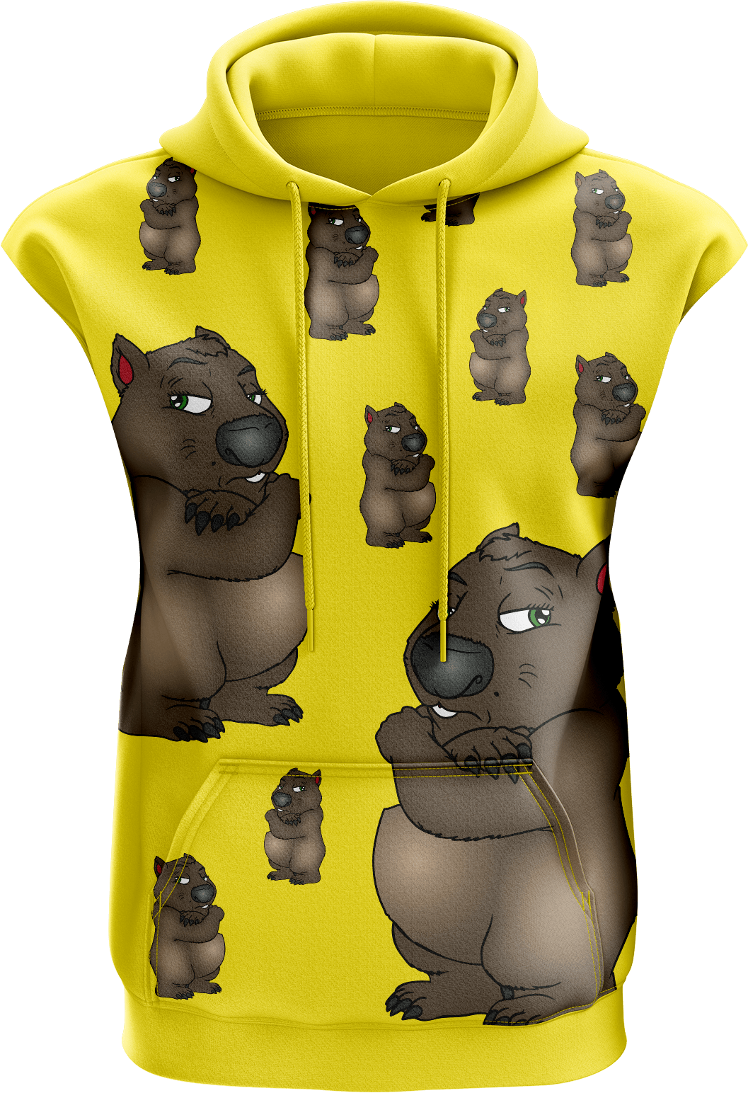 Wally Wombat Sleeveless Hoodie - fungear.com.au