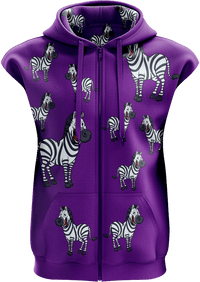 Ziva Zebra Full Zip Sleeveless Hoodie Jackets 1