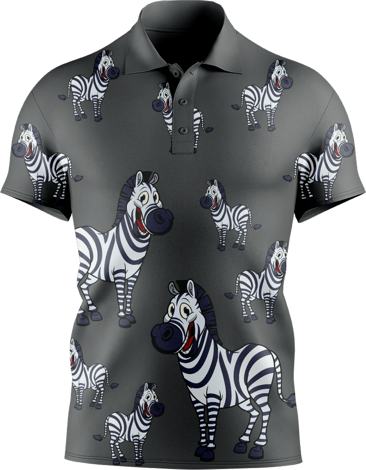 Ziva Zebra Men's Short Sleeve Polo - fungear.com.au