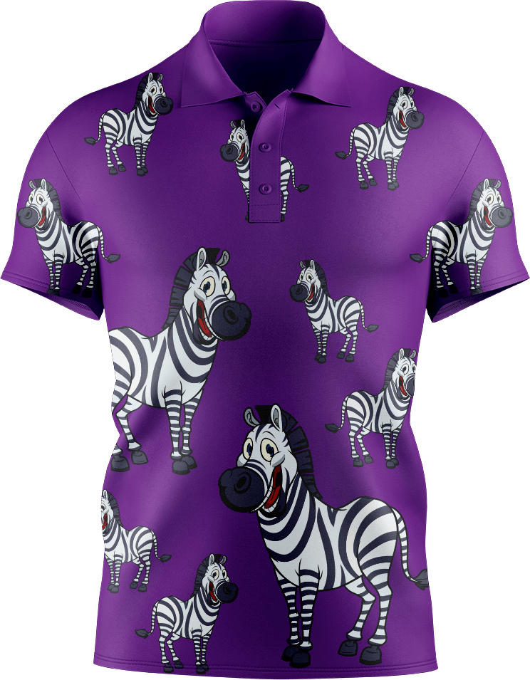 Ziva Zebra Men's Short Sleeve Polo - fungear.com.au