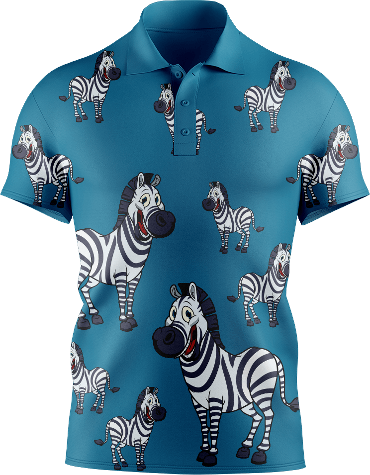 Ziva Zebra Men's Short Sleeve Polo - fungear.com.au