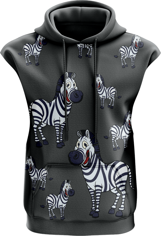 Ziva Zebra Sleeveless Hoodie - fungear.com.au
