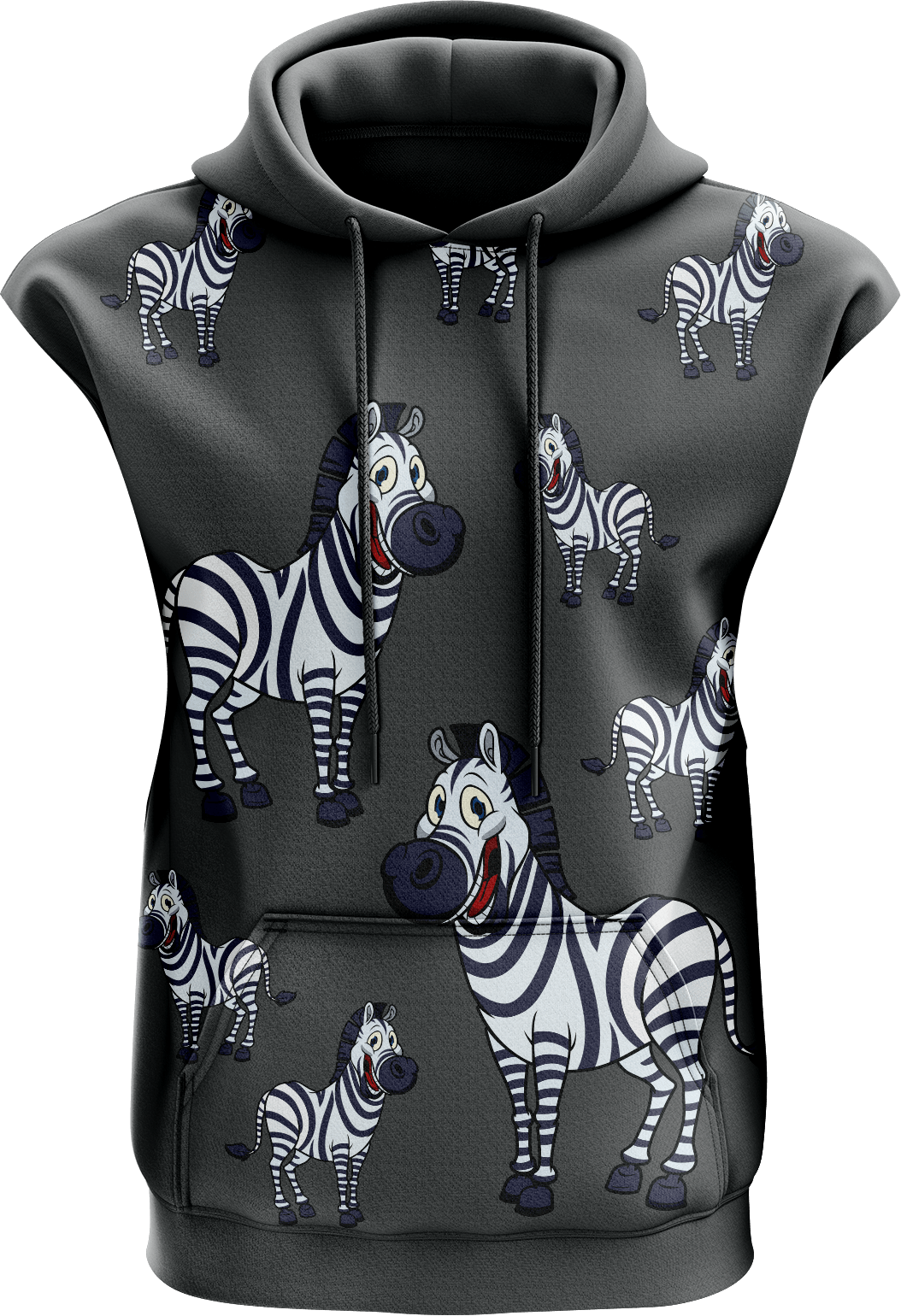 Ziva Zebra Sleeveless Hoodie - fungear.com.au