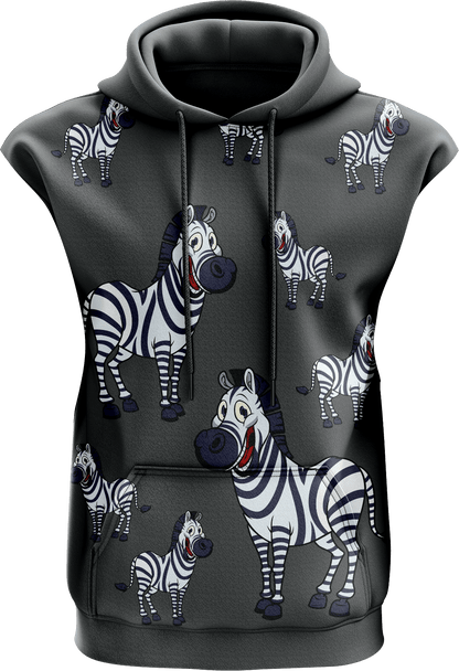 Ziva Zebra Sleeveless Hoodie - fungear.com.au