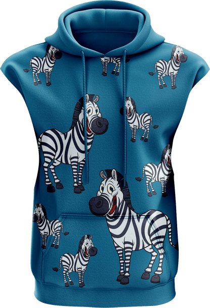 Ziva Zebra Sleeveless Hoodie - fungear.com.au