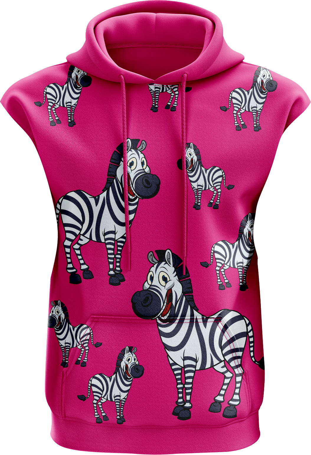 Ziva Zebra Sleeveless Hoodie - fungear.com.au