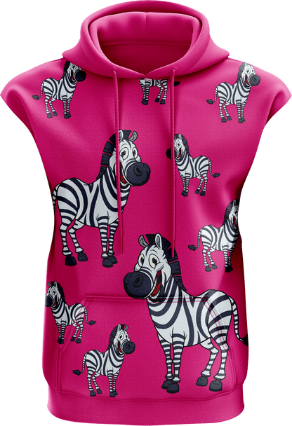 Ziva Zebra Sleeveless Hoodie - fungear.com.au